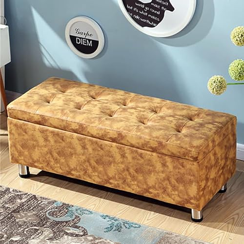Kunstleder-Stauraum-Ottomane-Bank,Premium-Rechteck-Stauraum-Bänke,Modern Home Wohnzimmer Flur Fußhocker Schuhbank Multifunktionshocker-Beige 80x40x40cm(31x16x16inch) von CATANK
