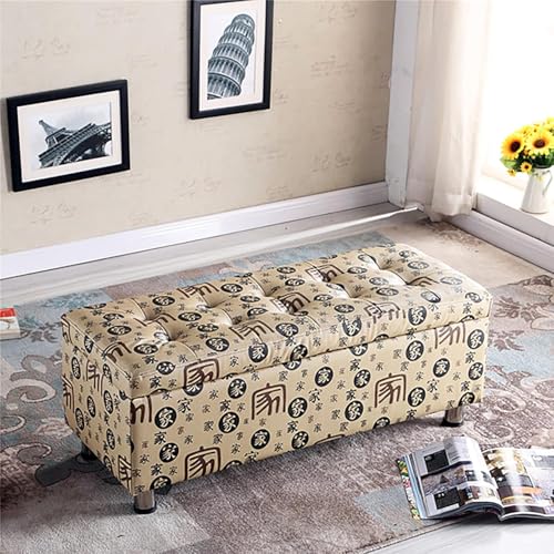 Kunstleder-Stauraum-Ottomane-Bank,Premium-Rechteck-Stauraum-Bänke,Modern Home Wohnzimmer Flur Fußhocker Schuhbank Multifunktionshocker-Gelbes Muster 60x40x40cm(24x16x16inc Kunstleder-Stauraum-Ottomane-Bank,Premium-Rechteck-Stauraum-Bänke,Modern Home Wohnzimmer Flur Fußhocker Schuhbank Multifunktionshocker-Gelbes Muster 60x40x40cm(24x16x16inc von CATANK
