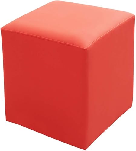 Ledergepolsterter Würfel-Pouf-Ottomane, Pouf-Fußhocker, quadratisches Massivholz, Leder, Wohnzimmer-Couchtisch, kleine Bank, rot, 40 x 40 x 40 cm (16 x 16 x 16) von CATANK
