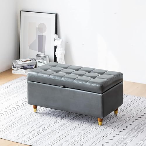 Modernes Zuhause Wohnzimmer Schlafzimmer Aufbewahrungsbank,Premium Pu Leder Gepolsterter Sofa Fußhocker,Rechteck Aufbewahrung Ottoman Schuhbank Multifunktionsbänke-Grau 77x39x40cm( Modernes Zuhause Wohnzimmer Schlafzimmer Aufbewahrungsbank,Premium Pu Leder Gepolsterter Sofa Fußhocker,Rechteck Aufbewahrung Ottoman Schuhbank Multifunktionsbänke-Grau 77x39x40cm( von CATANK
