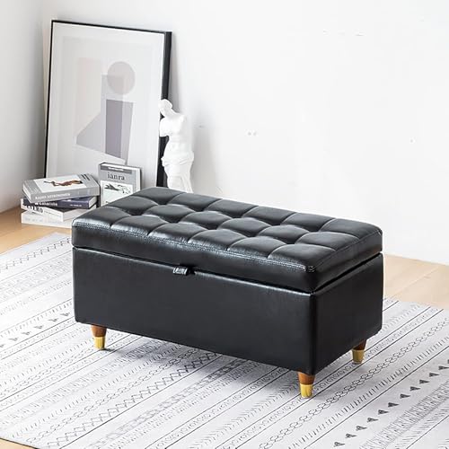 Modernes Zuhause Wohnzimmer Schlafzimmer Aufbewahrungsbank,Premium Pu Leder Gepolsterter Sofa Fußhocker,Rechteck Aufbewahrung Ottoman Schuhbank Multifunktionsbänke-Schwarz 77x39x40 Modernes Zuhause Wohnzimmer Schlafzimmer Aufbewahrungsbank,Premium Pu Leder Gepolsterter Sofa Fußhocker,Rechteck Aufbewahrung Ottoman Schuhbank Multifunktionsbänke-Schwarz 77x39x40 von CATANK