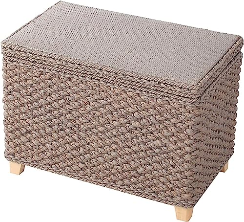 Natur Korb Aufbewahrungsbox Ottomane,Rustikale Aufbewahrung Ottomane Fußstütze Schuhbank,Handgewebte Rattan Multifunktions Aufbewahrungsbank Für Wohnzimmer Schlafzimmer Eingangsber von CATANK