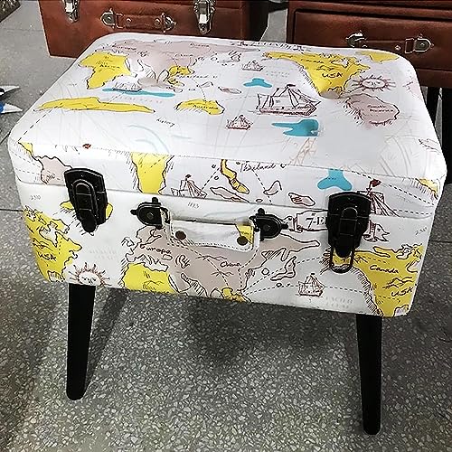 Ottomane im Landhausstil aus Massivholz mit Stauraum, Bequeme gepolsterte Schuhbank mit Fußstütze und Stauraum, Rustikale Dekoration Möbel Aufbewahrungsbox-Kunstleder 50x35x46cm (2 von CATANK