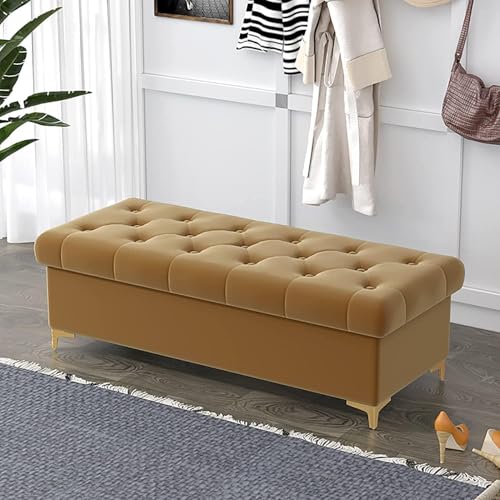 Zeitgenössischer Ottoman mit Samtaufbewahrung, rechteckige gepolsterte Aufbewahrungsbank, bequemer Fußhocker mit Fußstütze, Schuhbank für den Eingangsbereich zum Wohn-/Schlafzimmer von CATANK