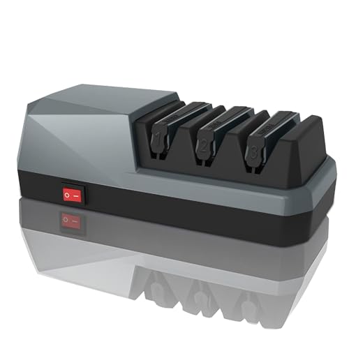 CATCHLUCK Elektrischer Messerschärfer Profi Messerschärfer Elektrisch mit 100% Diamant, 3 Stufiger Küchenmesserschärfer, Geeignet für Grob Schlerfen von CATCHLUCK