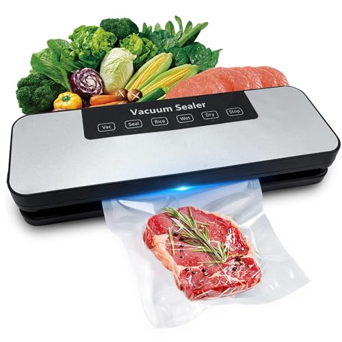 CATCHLUCK Vakuumiergerät Automatik für Lebensmittel | 6 Modi (Nass/Trocken/Reisziegel) | 100W, 30cm Versiegelung, Manuell/Auto | Ohne Beutel von CATCHLUCK
