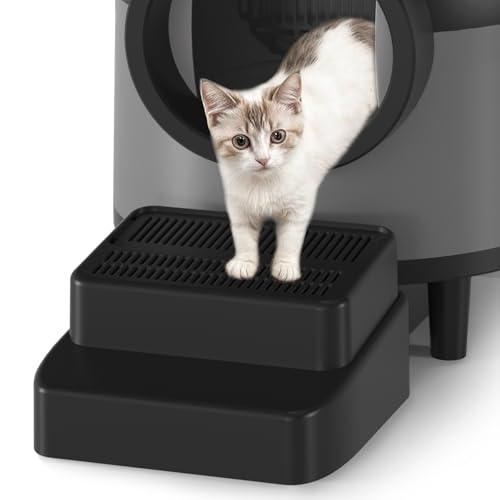 Verstellbare Katzenrampe für Katzenklos, Easy Clean Litter Box Self-Cleaning Steps mit Filter, 2-stufiger Abfallsammler Schwarz Verstellbare Katzenrampe für Katzenklos, Easy Clean Litter Box Self-Cleaning Steps mit Filter, 2-stufiger Abfallsammler Schwarz von CATCOOL