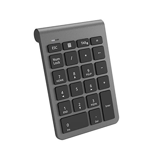 Cateck Ziffernblock Bluetooth, Nummernblock Numpad Bluetooth Ziffernblock mit 22 Tasten und Mehreren Tastaturkürzeln für Computer/Notebook/Laptop/Desktop/Tablet, Cool Grey von CATECK
