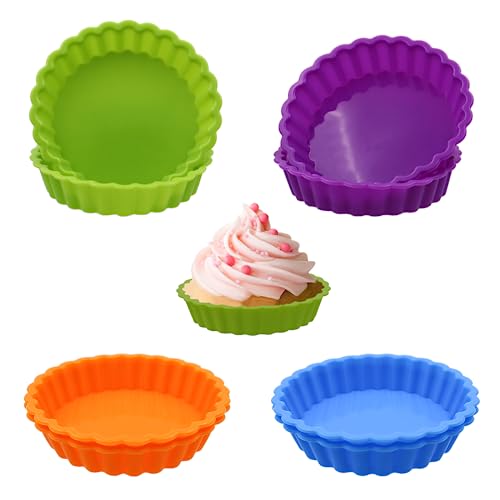 8 Stück Antihaft Mini Tarteform Silikon Törtchenform Tartelette Förmchen Silikonformen Rund Wiederverwendbare Quicheform Klein Verwendet für Die Herstellung von Cupcakes, Muffins, Brot (4 Inch) von CATELL