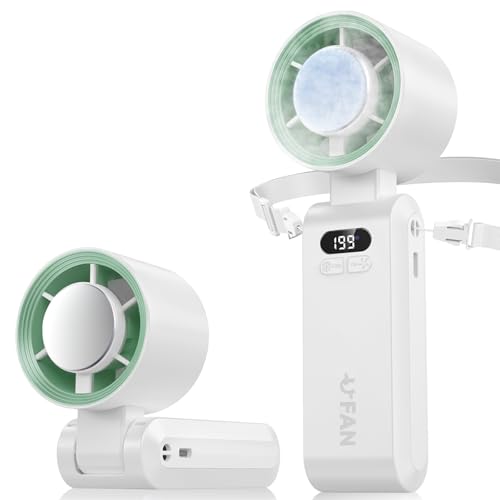 Handventilator,Mini Ventilator 1-199 Geschwindigkeiten,Kühlfunktion 5000mAh Akku Aufladbar Faltbal Hand Ventilatoren Tragbar Turbo Nackenventilator für Reisen, im Freien, Camping,Hogar,Oficina(weiß) von CATGIFF