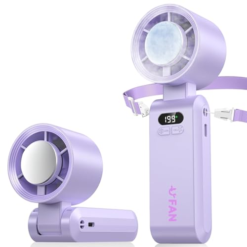 Handventilator,Mini Ventilator 1-199 Geschwindigkeiten,Kühlfunktion 5000mAh Akku Aufladbar Faltbal Hand Ventilatoren Tragbar Turbo Nackenventilator für Reisen, im Freien, Camping,Hogar,Oficina(lila) Handventilator,Mini Ventilator 1-199 Geschwindigkeiten,Kühlfunktion 5000mAh Akku Aufladbar Faltbal Hand Ventilatoren Tragbar Turbo Nackenventilator für Reisen, im Freien, Camping,Hogar,Oficina(lila) von CATGIFF
