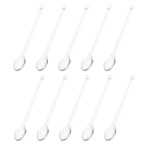 CATIEBYE 10 Stück Eislöffel: Transparente Kaffeelöffel Aus – Rührstäbchen Aus Für Zuhause Und Partys – Zum Auflösen Von Kaffee, Milch Und Getränken von CATIEBYE
