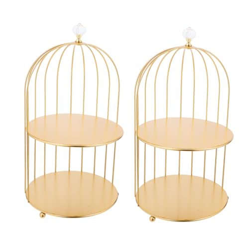 CATIEBYE 2 Stück Teiliges Dessertständer Vogelkäfig Design mit Stabiler Basis Doppelschichtiger Cupcake Display Stand für Hochzeitstorten Geburtstagsfeiern und Stilvolle Desserttische von CATIEBYE