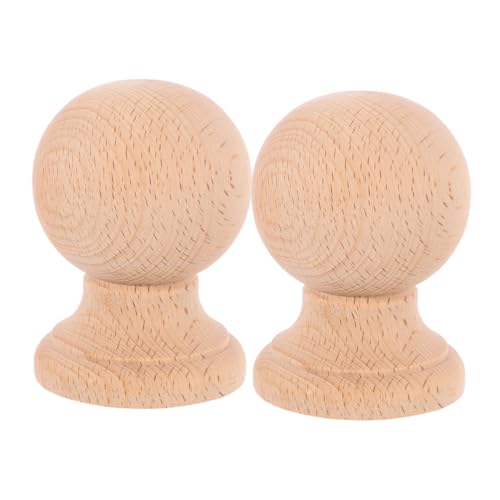 CATIEBYE 2 Stück Teiliges Holz Finials für Möbel Dekor Runde Unlackierte Massivholz Treppenpfosten Endstücke Elegante Natürliche Holzornamente für Innenräume Klassische Handwerkskunst von CATIEBYE