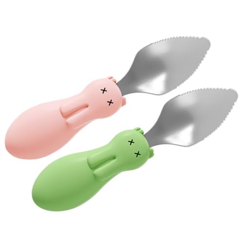 CATIEBYE 2 Stück Teiliges Löffel aus Edelstahl und Langlebig Sicher für Obst Gemüsebrei Praktische Form Farbiges Scraping Besteck für Junge Mädchen Passend zu Verschiedenen von CATIEBYE