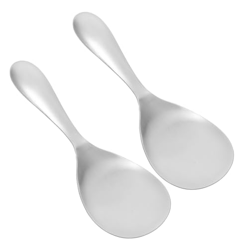 CATIEBYE 2 Stück Teiliges Reislöffel aus Edelstahl Groß Antihaftbeschichtet Ergonomisch Geformt Kratzfest und Leicht zu Reinigen Servierlöffel für Küche Familie Restaurant und von CATIEBYE