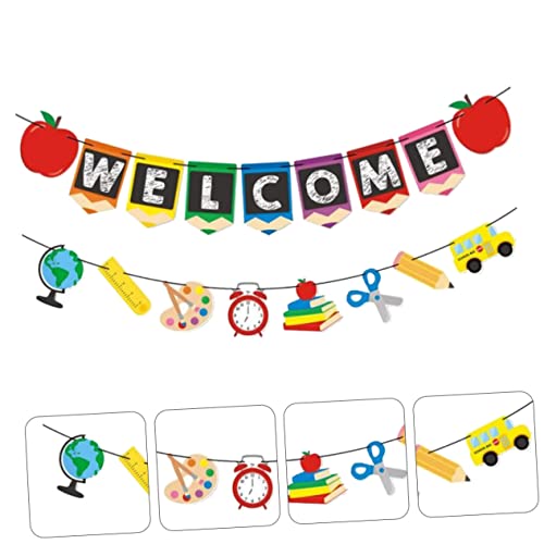 CATIEBYE 2 Stück Willkommens Banner Teilig Schulanfang Girlande Party Dekoration für Klassenzimmer Türen und Wände Langlebige Back to School Fahnen mit Einzigartigen Buchstabenmustern CATIEBYE 2 Stück Willkommens Banner Teilig Schulanfang Girlande Party Dekoration für Klassenzimmer Türen und Wände Langlebige Back to School Fahnen mit Einzigartigen Buchstabenmustern von CATIEBYE