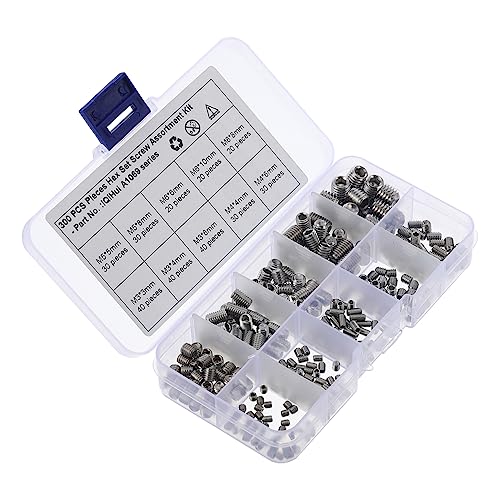 CATIEBYE 300 Stück Schrauben Sortiment aus Innensechskant Cup Point Gewindeschrauben Rostfrei Vielseitig für Türgriffe Armaturen Reparaturen und Montagen Teilig Metrisches Set von CATIEBYE