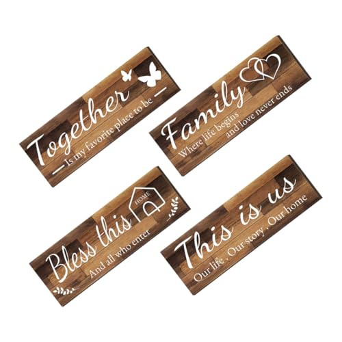 CATIEBYE 4 Stück Holz Wanddeko mit Inspirierenden Zitaten Robuste Holzkunst mit Haken Vielseitig für Wohnzimmer Schlafzimmer Klassenzimmer Fitnessstudio Motivierende Wandbilder für Zuhause von CATIEBYE