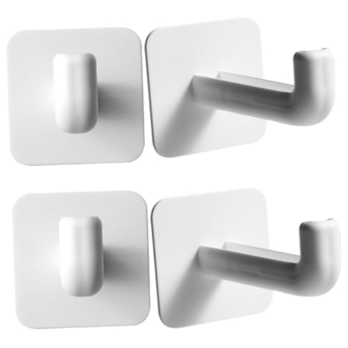 CATIEBYE 4 Stück Teiliges Selbstklebendes Wand Kleiderbügel Regal Praktisches Aufbewahrungs und Ordnungsrack für Kleidung und Kleine Haushaltsgegenstände Einfache Montage ohne Bohren Weiß von CATIEBYE