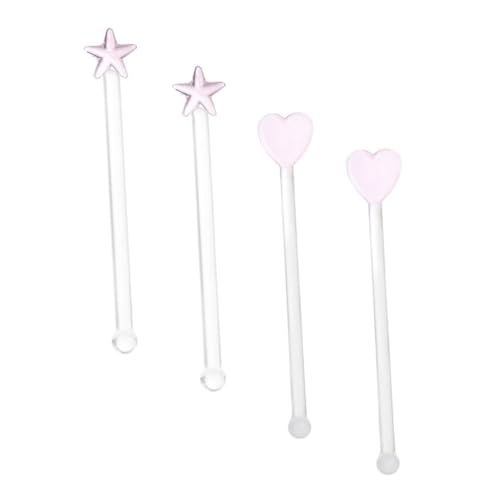 CATIEBYE 4 Stück Transparente Rührstäbchen Teiliges mit Herz und Stern Design Vielseitige Cocktail und Getränkerührer für Bar Party Geeignet für Kaffee Milchtee und CATIEBYE 4 Stück Transparente Rührstäbchen Teiliges mit Herz und Stern Design Vielseitige Cocktail und Getränkerührer für Bar Party Geeignet für Kaffee Milchtee und von CATIEBYE