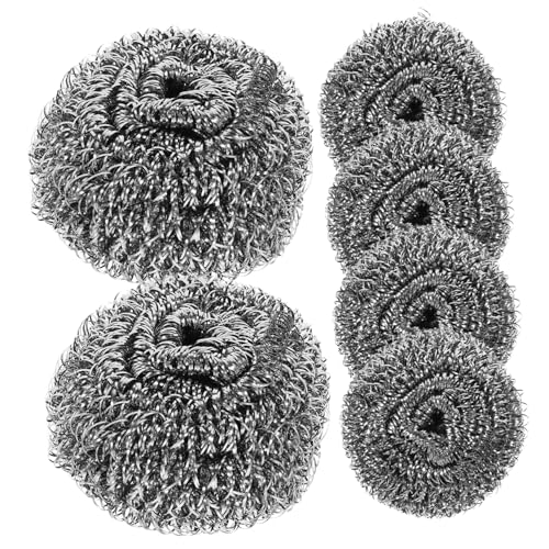 CATIEBYE 6 Stück Edelstahl Geschirrschrubber Kratzfreier Metallschwamm Für Töpfe Und Pfannen Wiederverwendbare Reinigungspulen Stahlwolle Für Küche Für Gewerbliche Und Private Nutzung von CATIEBYE