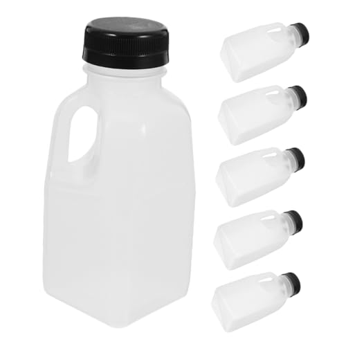 CATIEBYE Transparente Milchkartonflaschetten 6 Stück Wiederverwendbare Auslaufsichere Kunststoff Saftflaschen Klarer Milchbehälter Wasserflasche Tragbare Versiegelte Trinkflasche 500 Ml von CATIEBYE