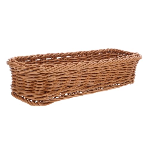 CATIEBYE Aufbewahrungskorb für Gewürzgläser und Obst Rattanimitat Desktop Organizer Vielseitiger Küchenkorb für Wohnzimmer Büro und Tischdekoration Braun Langlebig und Flexibel von CATIEBYE