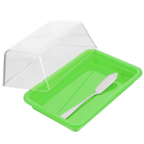 CATIEBYE Butterdose mit Deckel und Edelstahl Schneidelineal Tragbarer Butterbehälter für Kühlschrank Gleichmäßiges Schneiden Frische Aufbewahrung Praktisches Teiliges Butter von CATIEBYE
