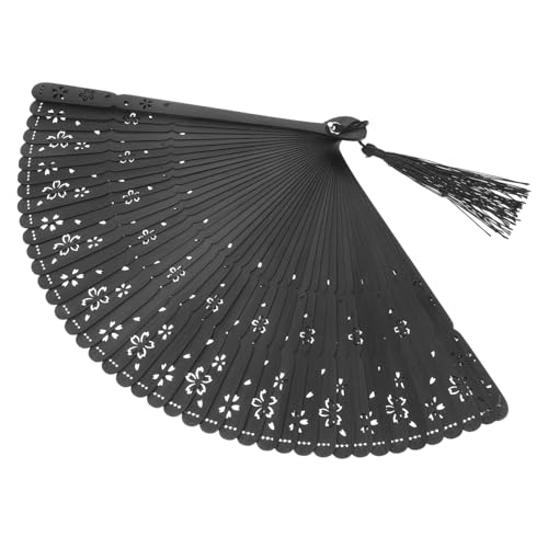 CATIEBYE Chinesischer Faltfächer Handfächer mit filigranen Mustern und Quaste stabiler klappbarer Dekorationsfächer für Hochzeit Tanz Party und Sommergebrauch von CATIEBYE