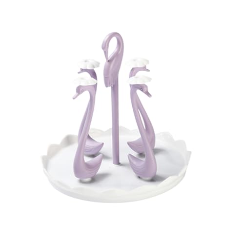 CATIEBYE Drehbarer Becherhalter mit Stangen Schwanenförmiges Design Mug Rack Stand für Küche und Tisch Langlebig und Platzsparend Geeignet zum Trocknen und Aufbewahren von Tassen Violet von CATIEBYE