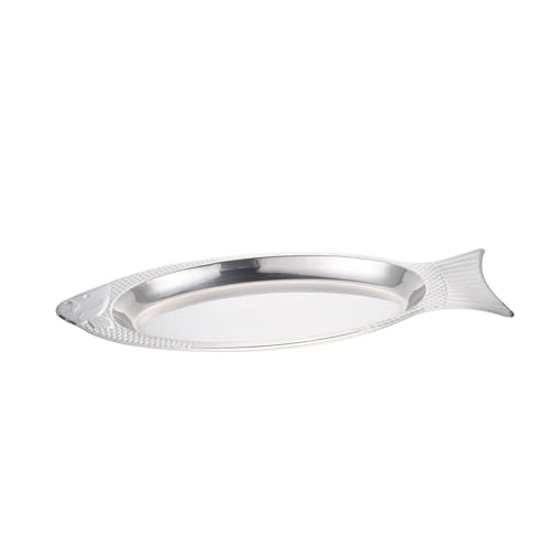 CATIEBYE Edelstahl Fischform Servierplatte Kreative Geprägte Grill Dampfplatte für Fischgerichte Restaurant Küchentableware Vielseitig für Fisch und Desserts von CATIEBYE