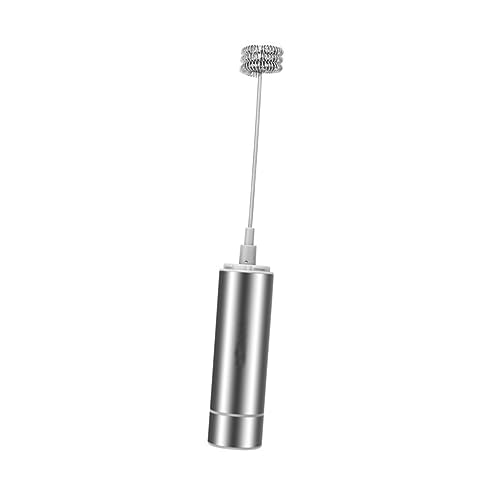 CATIEBYE Edelstahl Handmixer Für Milchschaum Tragbarer Elektrischer Milchaufschäumer Mit Drei Schichtiger Federdesign Und Abdeckung Für Zubereitung Von Kaffee Zu Hause Silber Ohne von CATIEBYE