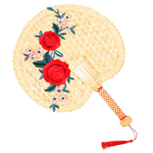CATIEBYE Handgefertigter Großer Naturfächer Handfächer Tragbar Chinesischer Stil Kühlender für Sommer Party Hochzeit Heimdekoration und Handgehaltene Kühlung von CATIEBYE
