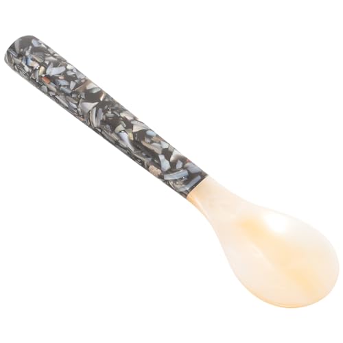 CATIEBYE Kleiner Löffel Schwarzes Blumendesign für Eiscreme Desserts Kaffee und Suppen Leicht Handlich und Vielseitig Einsetzbar für Zuhause und Gastronomie von CATIEBYE
