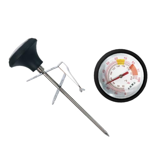 CATIEBYE Professionelles Edelstahl Fleischthermometer Teiliges mit Clip und Silikonhülle Verstellbarer Halter für Grill Bbq Milch Getränke und Flüssigkeiten Präzise Temperaturmessung von CATIEBYE