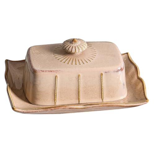 CATIEBYE Rechteckige Butterdose aus Keramik mit Deckel Stilvolle Butterplatte für Zuhause Glatte Oberfläche Langlebig Frische Butteraufbewahrung für Küche Hotel Restaurant von CATIEBYE