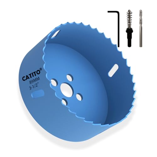 CATITO Bi-Metall-Lochsägenbohrer, 3-1/2 Lochsäge für Einbauleuchten, 3-1/2 Zoll Lochschneider für LED-Einbaubeleuchtung, ideal für Kunststoff, Holz, Sperrholz (89 mm丨3-1/2) von CATITO