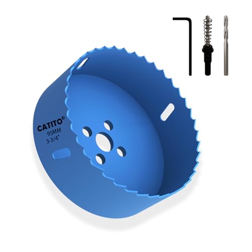 CATITO Bi-Metall-Lochsägenbohrer, 3-3/4 Lochsäge für Einbauleuchten, 3-3/4 Zoll Lochschneider für LED-Einbaubeleuchtung, ideal für Kunststoff, Holz, Sperrholz (95 mm丨3-3/4) von CATITO
