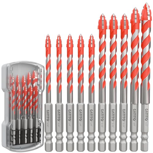 CATITO Mehrzahn-Betonbohrer-Set – Rot, mehrzahnige Steinbohrer, Hartmetallbestückt, Sechskantschaftbohrer, Glas, Ziegel, Keramik, Kunststoff und Holz, 10 Stück CATITO Mehrzahn-Betonbohrer-Set – Rot, mehrzahnige Steinbohrer, Hartmetallbestückt, Sechskantschaftbohrer, Glas, Ziegel, Keramik, Kunststoff und Holz, 10 Stück von CATITO