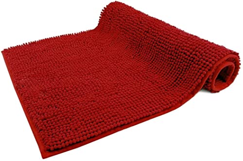 CATTANI TESSUTI Badezimmerteppich 60 x 120 cm – 70 x 140 cm, rutschfest, weich, saugfähig, rutschfest, Chenille, modern, maschinenwaschbar, 60 x 120 cm, Rot) von CATTANI TESSUTI