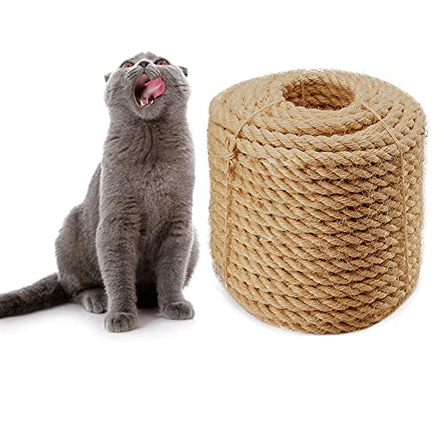 Sisalseil 6mm für Katze Scratcher Katzenkratzbaum reparieren und ersetzen, DIY Kratzmöbel - Kratzbaum, Kratzteppich & Matte, Kätzchen Kicker Spielzeug, Naturjute 30m/98ft von CAThrone