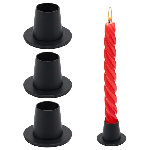 CAUTIOUS 4 Stück Kerzenständer Kerzenhalter Candle Holder Metall Kerzen Ständer für Spitzkerzen Retro Kerzenleuchter Matt Schwarz für Dinner ständer Hochzeit Vintage(5x5x3,4cm) von CAUTIOUS