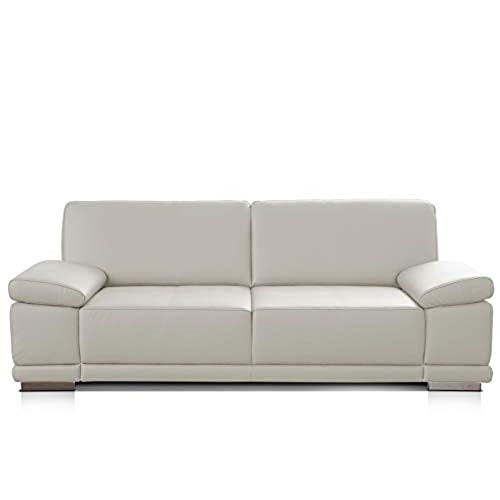 CAVADORE 2,5-Sitzer Sofa Corianne in Kunstleder / Kleines Sofa in hochwertigem Kunstleder und modernem Design /Mit Armteilverstellung / 191 x 80 x 99 / Kunstleder weiß von CAVADORE