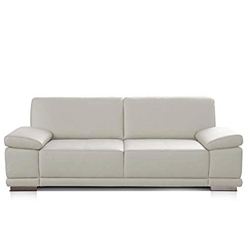 CAVADORE 3,5-Sitzer Sofa Corianne in Kunstleder / Großes Ledersofa in hochwertigem Kunstleder und modernem Design /Mit Armteilverstellung / 248 x 80 x 99 / Kunstleder weiß von CAVADORE