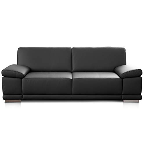 CAVADORE 2,5-Sitzer Sofa Corianne in Kunstleder / Kleines Leder-Sofa in hochwertigem Kunstleder und modernem Design / Mit verstellbaren Armlehnen / 191 x 80 x 99 / Kunstleder schwarz von CAVADORE