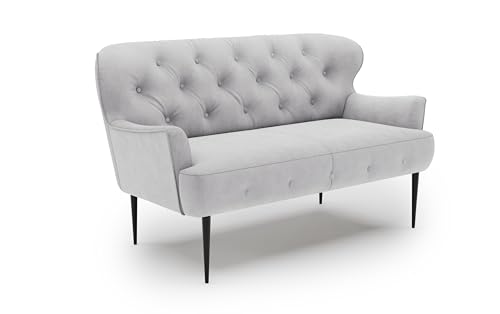 CAVADORE 2-Sitzer Küchensofa Amba, Trendige Sitzbank für Küche oder Esszimmer / 153 x 97 x 87 / Flachgewebe: Hellgrau von CAVADORE