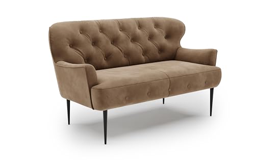 CAVADORE 2-Sitzer Küchensofa Amba, Trendige Sitzbank für Küche oder Esszimmer / 153 x 97 x 87 / Hochwertiges Mikrofaser: Hellbraun von CAVADORE