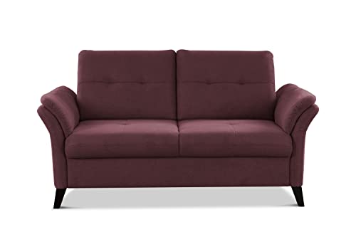CAVADORE 2er Sofa Grönland / Skandinavische 2-Sitzer-Couch mit Federkern + Sitztiefenverstellung / 173 x 90 x 102 / Flachgewebe, Rot von CAVADORE