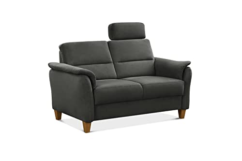CAVADORE 2er-Sofa Palera mit Federkern / Kompakte Zweisitzer-Couch im Landhaus-Stil / inkl. 1 Kopfstütze / 149 x 89 x 89 / Mikrofaser, Grau CAVADORE 2er-Sofa Palera mit Federkern / Kompakte Zweisitzer-Couch im Landhaus-Stil / inkl. 1 Kopfstütze / 149 x 89 x 89 / Mikrofaser, Grau von CAVADORE